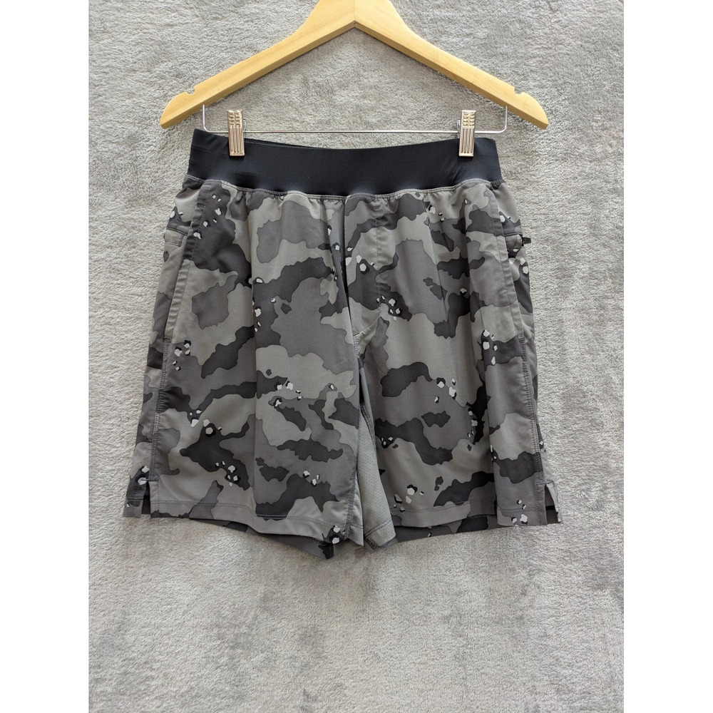 Gorpcore Camo Athletic Shorts Mens Medium Grey Black Tactical Active